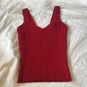 Red Knit Women's Top